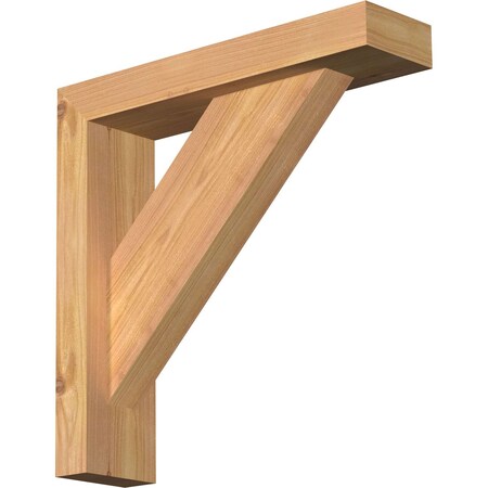 Ekena Millwork Traditional Block Smooth Bracket w/ Offset Brace, Western Red Cedar, 3 1/2"W x 14"D x 14"H BKT0402X14X14TRA05SWR